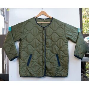 Earthbound Trading Co Quilted Jacket Women Size XL Sateen Finish Green
